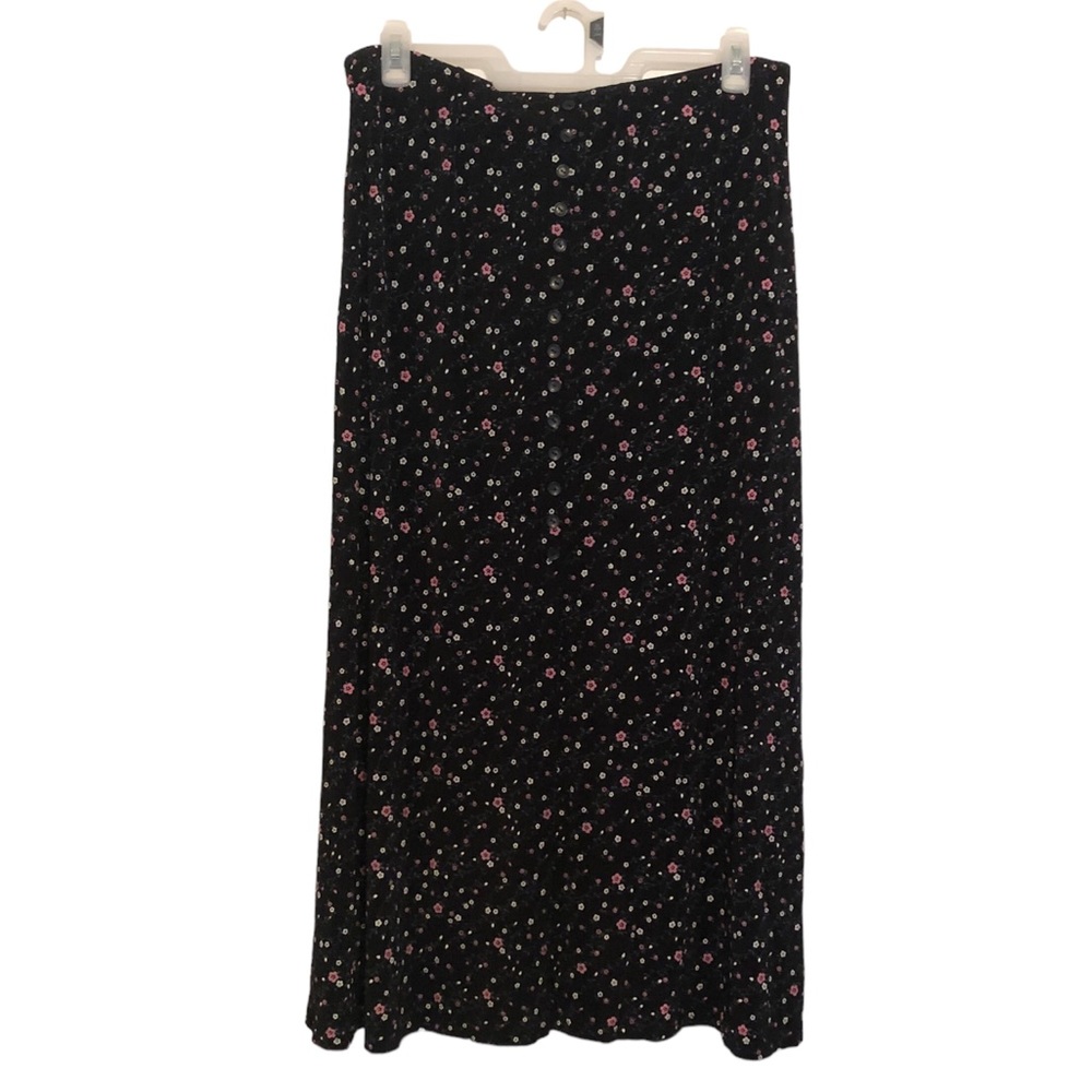 NWT Briggs New York Pink And Black Floral Maxi Skirt 2x